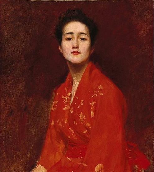 William Merritt Chase Study of a Girl in Japanese Dress oil painting image